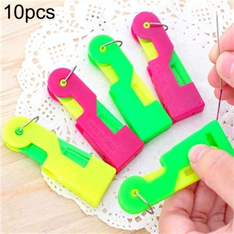 10pcs Automatic Threader Elderly Guide Needle Easy Device Thread Sewing Tool(Color Random Delivery)