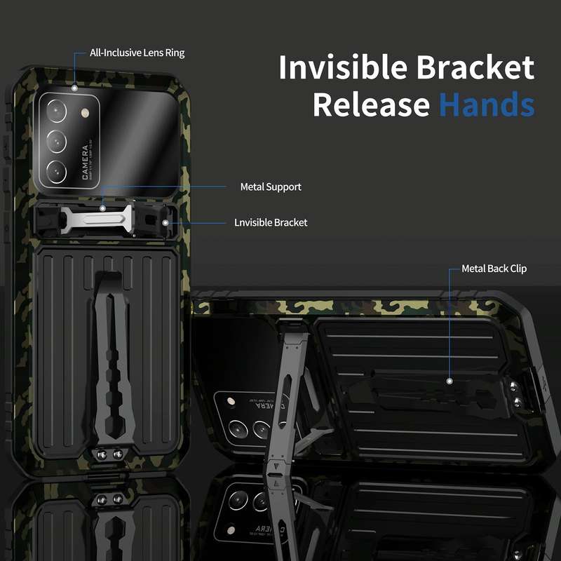 For Samsung Galaxy S21 5G Armor Shockproof Splash-proof Dust-proof Phone Case with Holder(Camoufl...