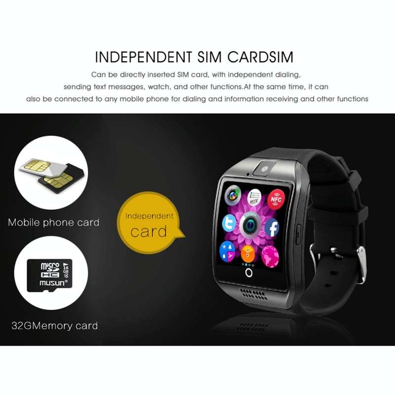 Q18 1.54 inch TFT Screen MTK6260A 360MHz Bluetooth 3.0 Smart Watch Phone, 128M + 64M Memory(Black)