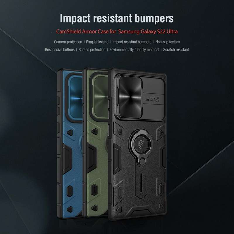 For Samsung Galaxy S22 Ultra 5G NILLKIN CamShield Armor Phone Case(Black)
