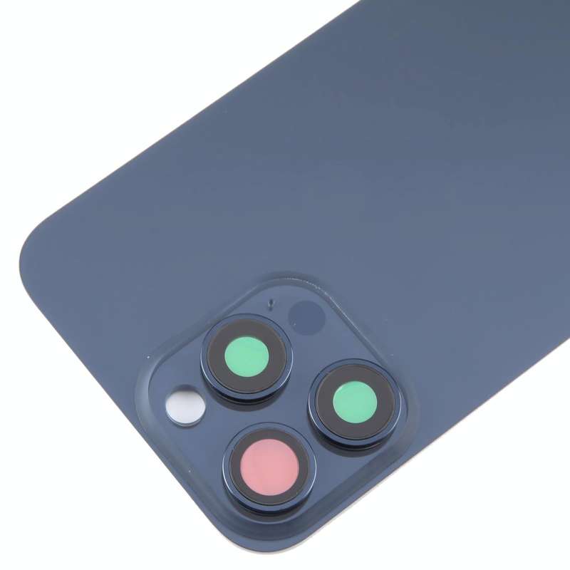 For iPhone 15 Pro Glass Battery Back Cover with Camera Lens Cover(Blue)