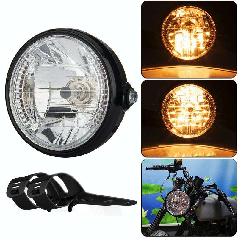 Motorcycle 7 Inch LED Headlamp Angel Ring Steering Function With Bracket(Shock Absorber Diameter ...