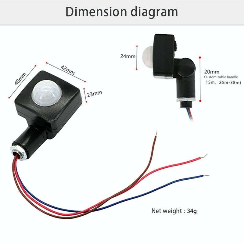 Automatic Security PIR Infrared Motion Sensor Detector Wall Spotlights Switch, Size:12mm(White)