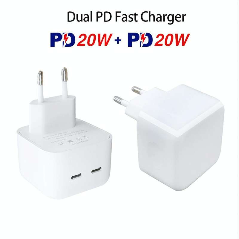 SDC-40W Dual PD USB-C / Type-C Charger for iPhone / iPad Series, EU Plug