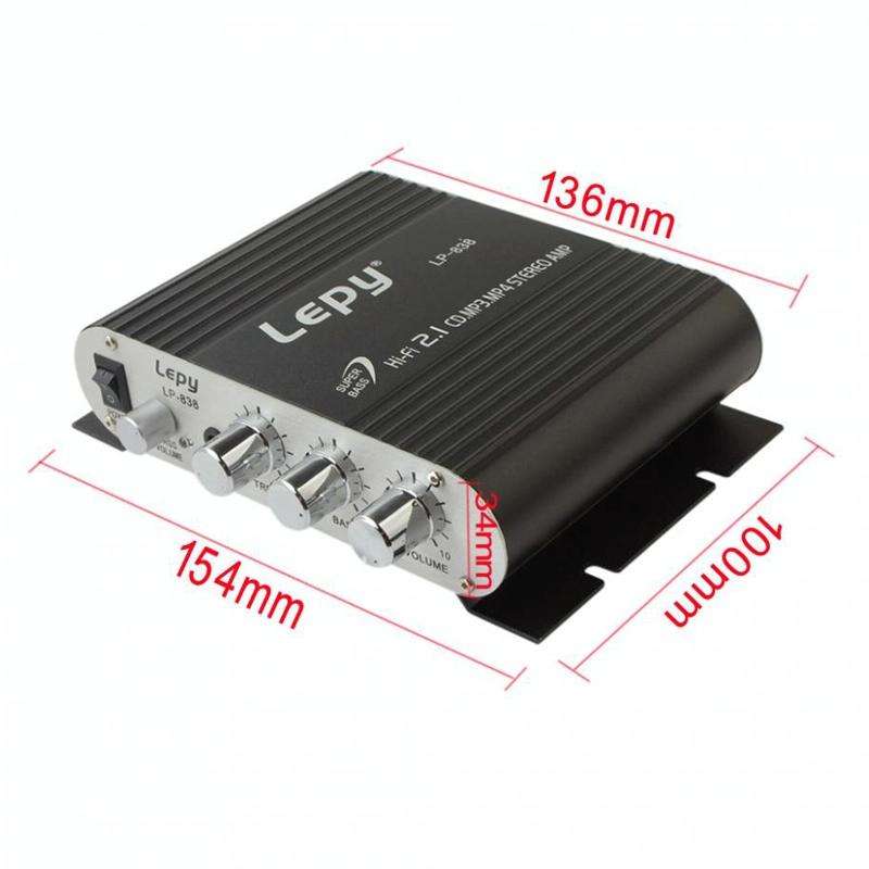 Car 2.1CH HIFI Subwoofer Amplifier Audio, Support MP3(Black)