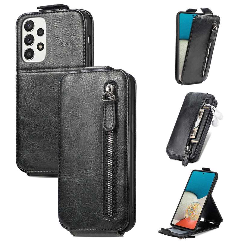 For Samsung Galaxy A73 5G Zipper Wallet Vertical Flip Leather Phone Case(Black)
