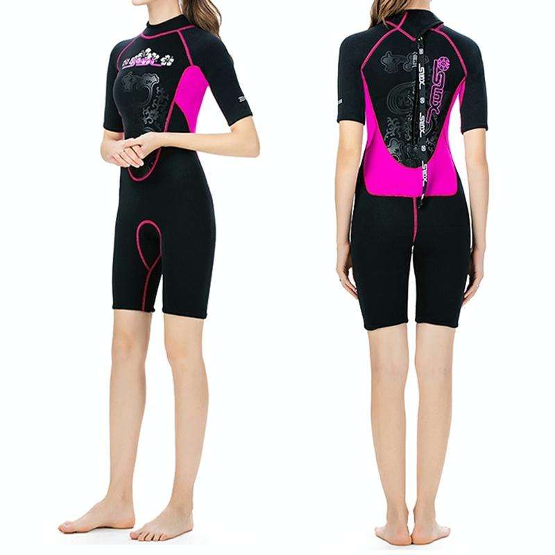 SLINX 1104 3mm Neoprene Super Elastic Wear-resistant Warm U-splicing Wet Short-sleeved One-piece ...