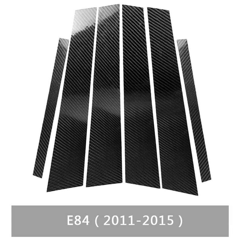 Car Carbon Fiber B Pillar Decorative Sticker for BMW X1 E84 2011-2015, Left and Right Drive Unive...