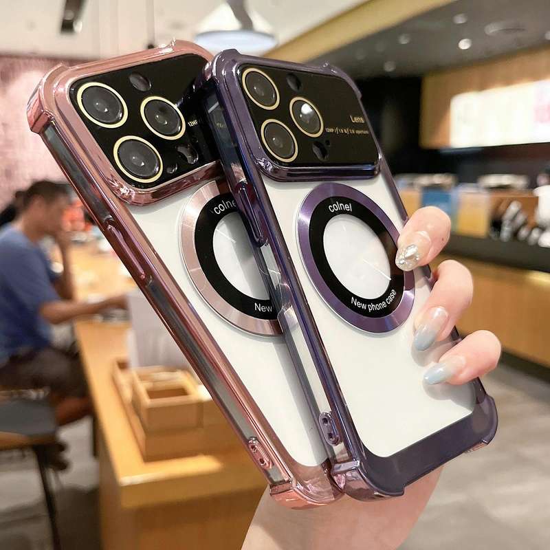 For iPhone 11 Pro Max MagSafe Shockproof TPU Phone Case with Lens Film(Rose Gold)