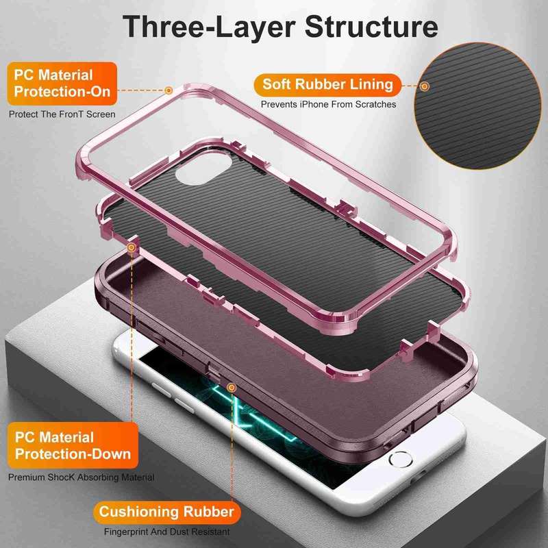 For iPhone SE 2022 / SE 2020 / 8 / 7 Life Waterproof Rugged Phone Case(Purple + Pink)