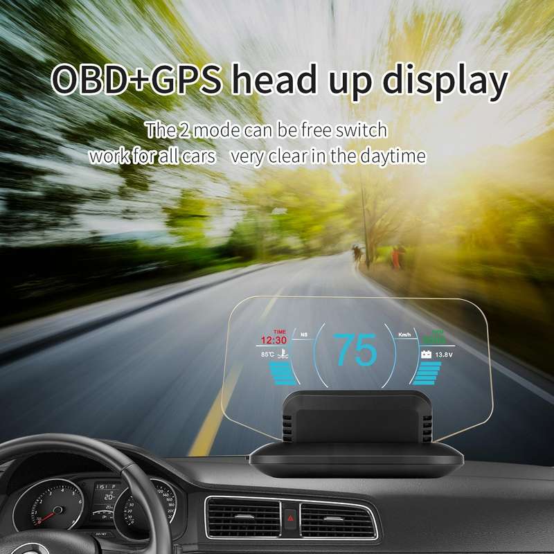 C1 OBD2 + GPS Mode Car HUD Head-up Display Compass / Speed / Water Temperature / Voltage Display ...