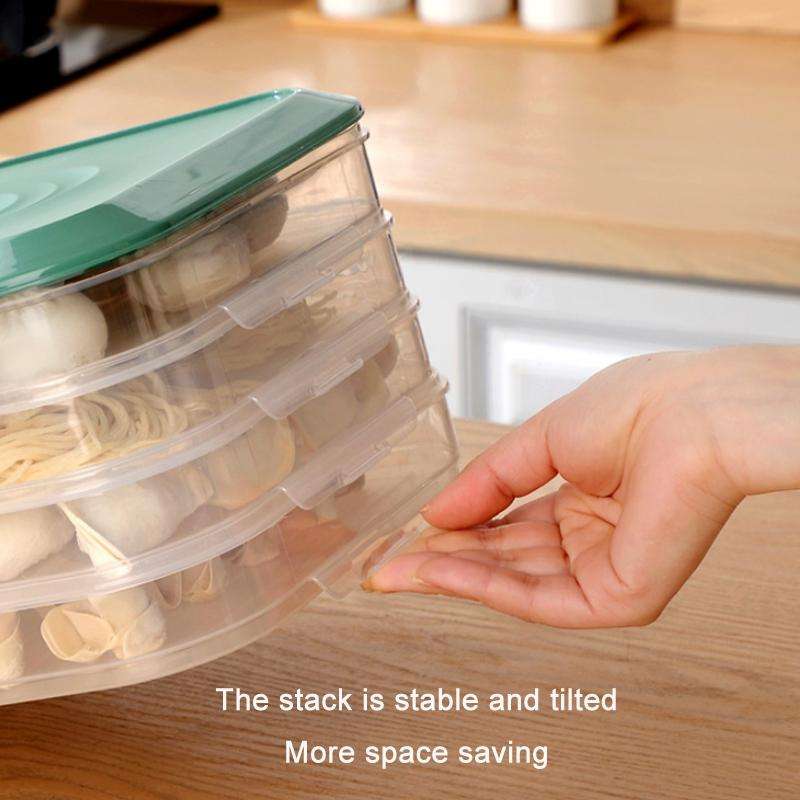 Household Refrigerator Freezer Large Capacity Dumpling Box, Capacity: One Layer (Green)