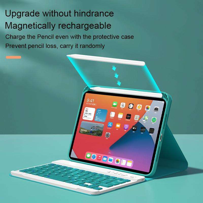HK006 Square Keys Detachable Bluetooth Keyboard Leather Tablet Case with Holder for iPad mini 6(D...