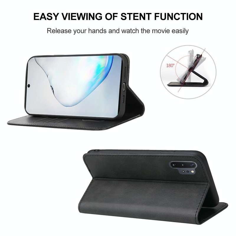 For Samsung Galaxy Note10+ Magnetic Closure Leather Phone Case(Black)