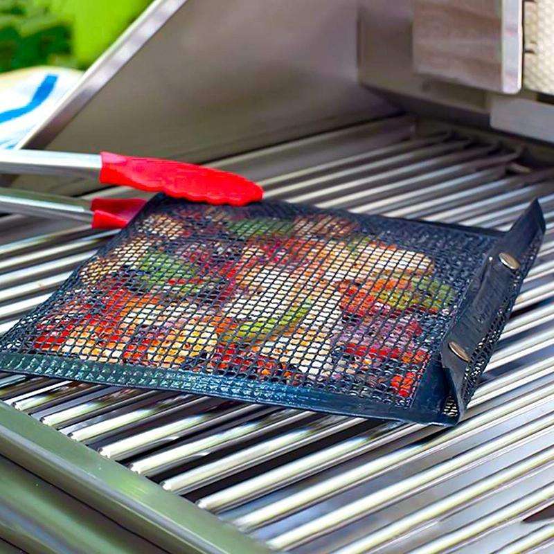 Barbecue Heat Resistant Non-stick Grilling Mesh BBQ Baking Bag, Size: 27 x 22cm (Black)