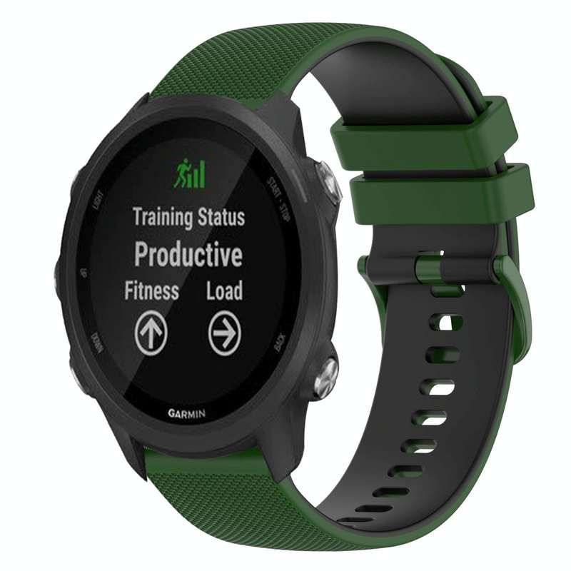 For Garmin Forerunner 245 Music 20mm Checkered Two-Color Silicone Watch Band(Amy Green+Black)