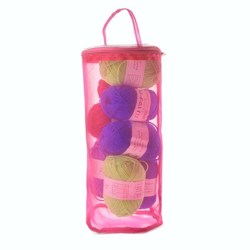 Mesh Bag DIY Hand Weaving Tools Yarn Storage Knitting Bag Organizer Hollow Yarn Bag(Big Rose Red)