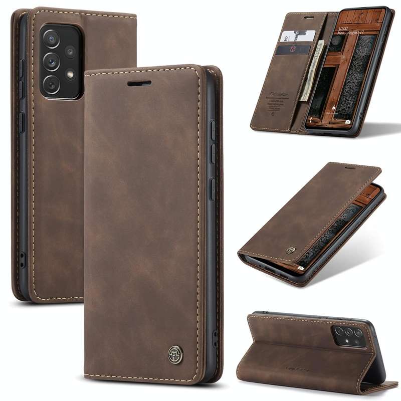 For Samsung Galaxy A73 5G CaseMe 013 Multifunctional Horizontal Flip Leather Phone Case(Coffee)