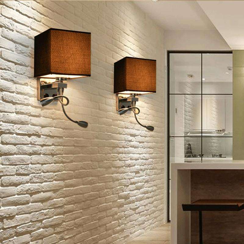 Creative Minimalist Living Room Bedroom Bedside Lamp Hotel Reading Lamp, Lampshade Color:Double T...