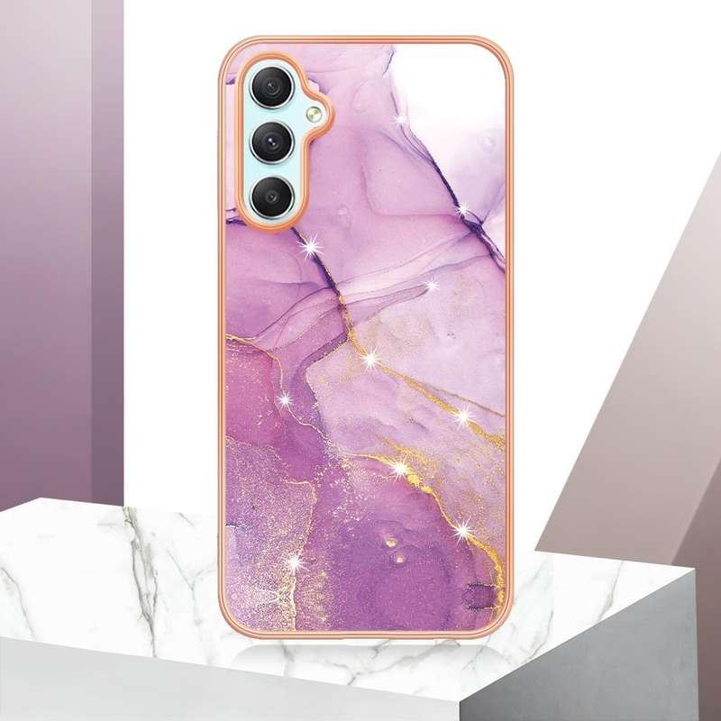 For Samsung Galaxy A24 Electroplating Marble Dual-side IMD Phone Case(Purple 001)
