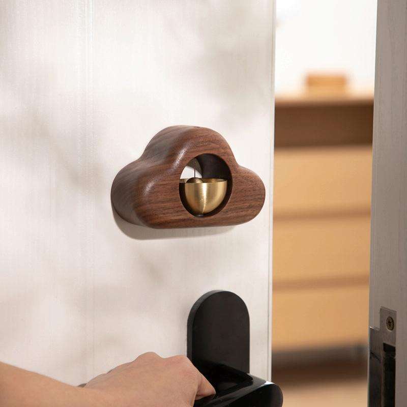 Suction Door Wind Chime Magnetic Suction Door Bell Wooden Decoration, Color: Walnut