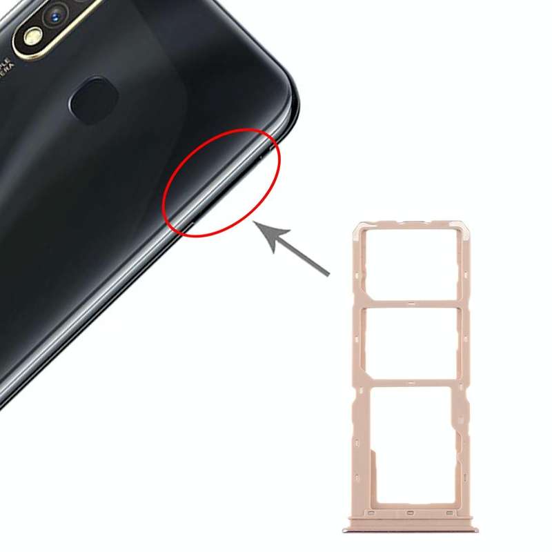 For vivo Y5s SIM Card Tray + SIM Card Tray + Micro SD Card Tray (Gold)