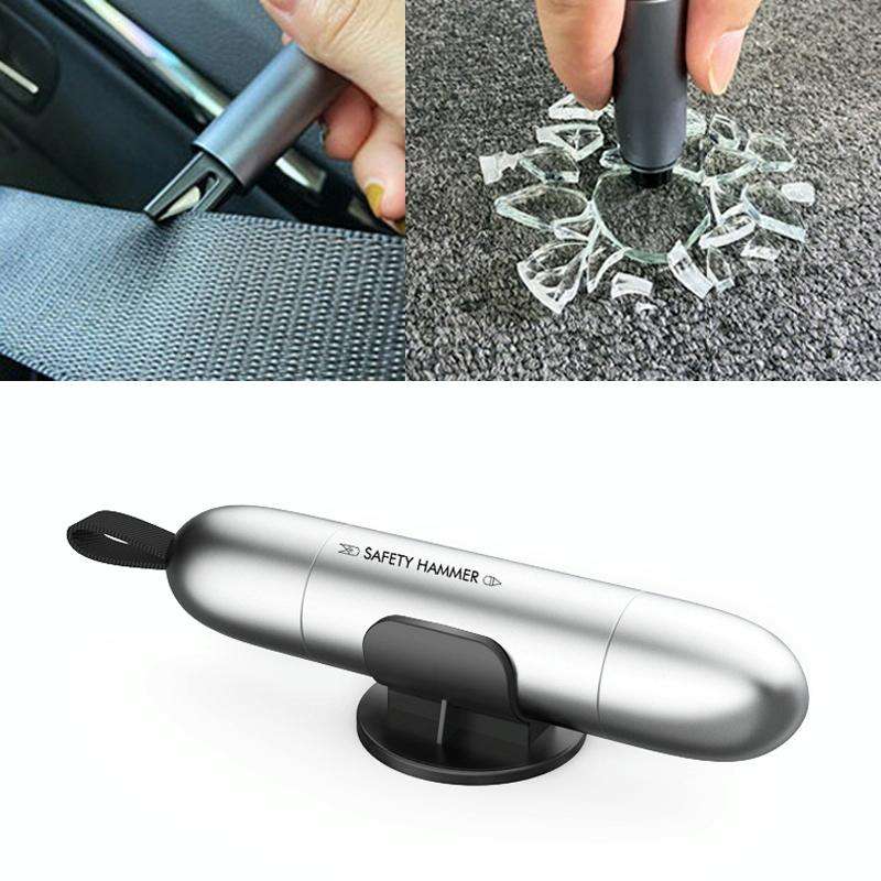 2 in 1 Car Multifunctional Safety Rescue Hammer Life Saving Escape Emergency Hammer Seat Belt Cut...