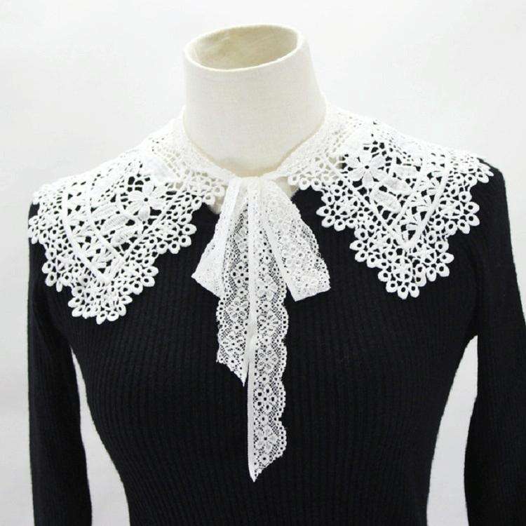 Hollow Water-soluble Fake Collar Shawl Dress Decorative Collar(White)