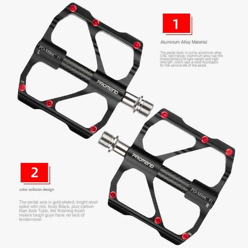 1 Pair PROMEND Titanium Axle Carbon Tube Bicycle Pedal Mountain Bike Road Bike 3 Palin Pedal PD-M...