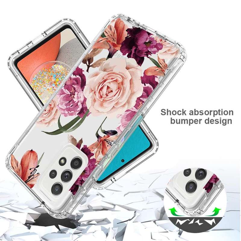 For Samsung Galaxy A53 Transparent Painted Phone Case(Purple Floral)