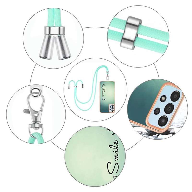 For Samsung Galaxy A34 5G Electroplating Dual-side IMD Phone Case with Lanyard(Smile)