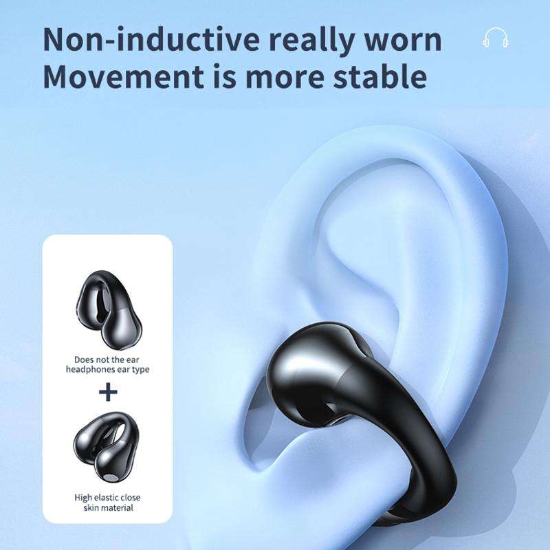 JR01 Transparent Capsule Smart Digital Display Ear-hook Bluetooth Earphones(Black)