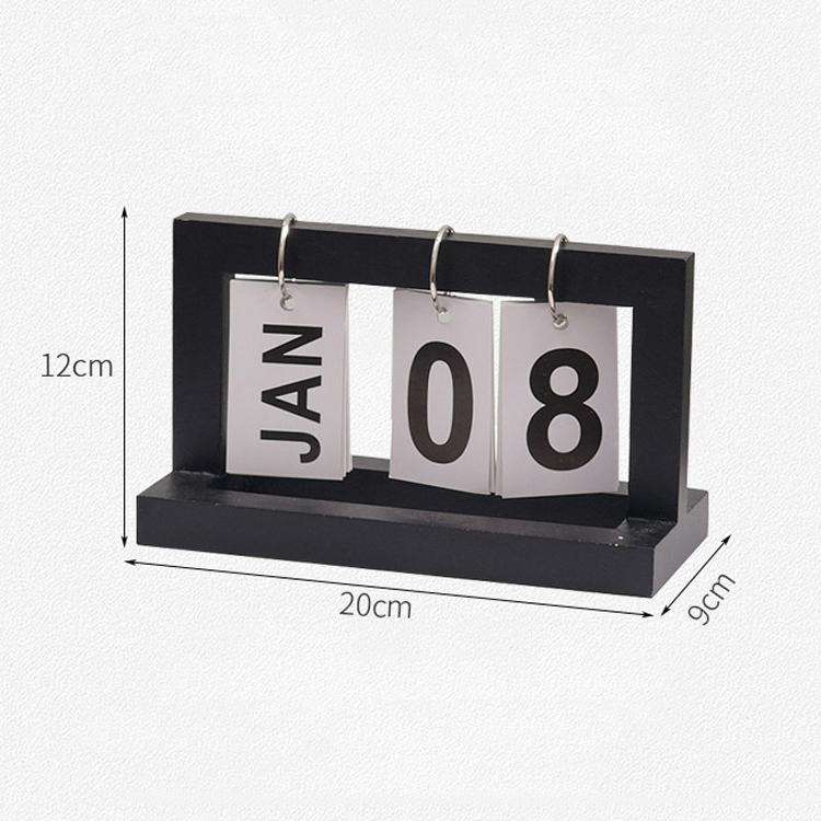 Wooden Flipping Calendar Simple Home Desktop Small Ornaments Study Desk Calendar(Black)