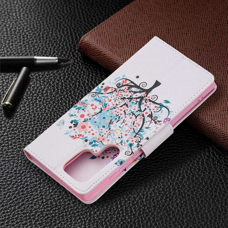 For Samsung Galaxy S22 Ultra 5G Colored Drawing Pattern Horizontal Flip Phone Leather Case with H...