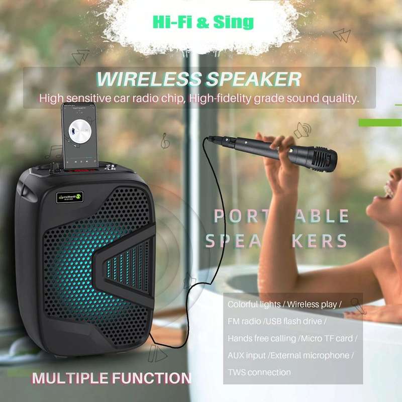 NewRixing NRG501B Outdoor Karaoke Wireless Speaker High-Power Audio Amplifier No Mic
