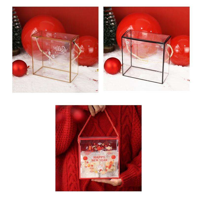 10 PCS Snowflake Pastry Packaging Box Transparent Gift Box(Golden Border Transparent)