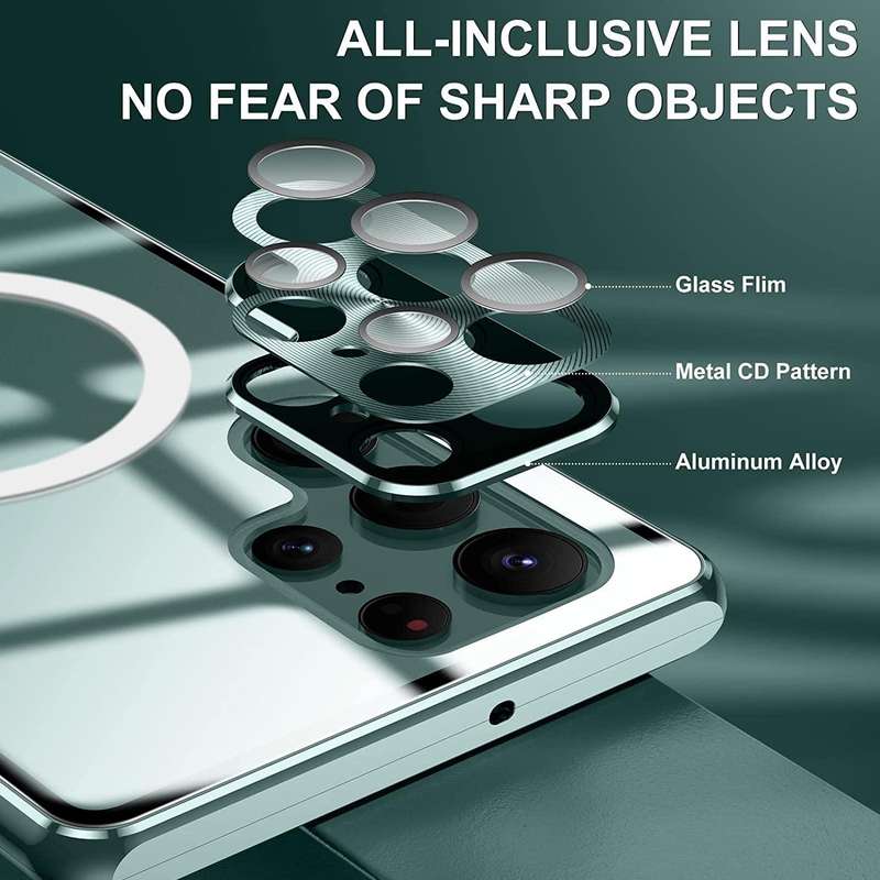 For Samsung Galaxy S22 Ultra 5G Lens Protector MagSafe Double Sided Magnetic Phone Case(Green)