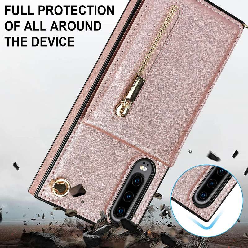 For Huawei P30 Cross-body Zipper Square TPU+PU Back Cover Case with Holder & Card Slots & Wallet ...
