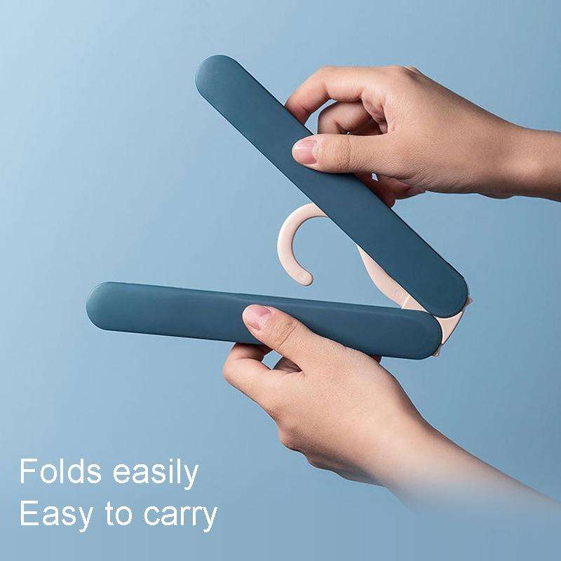 2 PCS Travel Folding Hanger Portable Drying Rack With Small Clamps(Gray)
