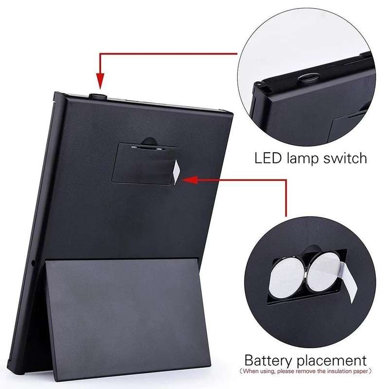 Tri-Fold Mirror LED 8 Lights Makeup Mirror(Black)