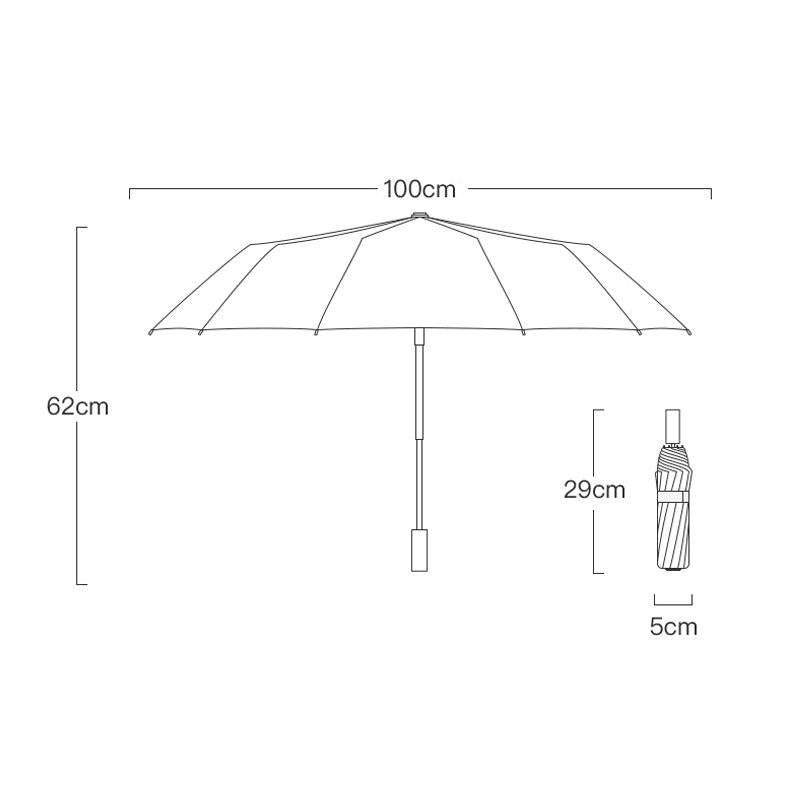 3-fold 16-bone Hand Open Umbrella Retro Wood Handle Black Glue Sunshade Umbrella(Prune Tree)