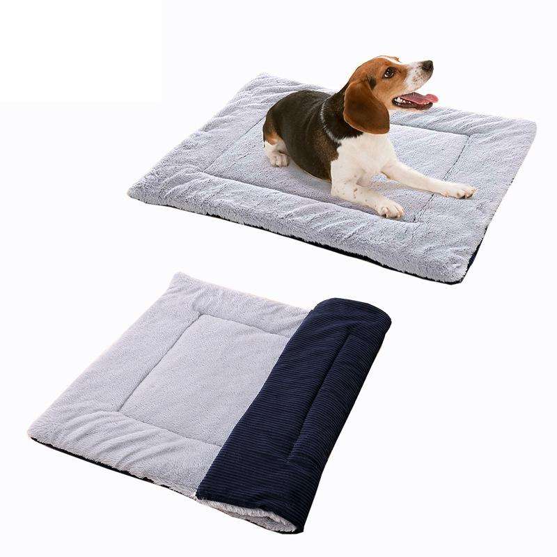Double Sided Pet Mat Four Seasons Warm Dog Blanket,Size: S(Short Plush Gray)