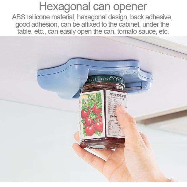 Effortless Bottle Can Opener Under the Kitchen Cabinet Countertop Lid Remover (Blue)
