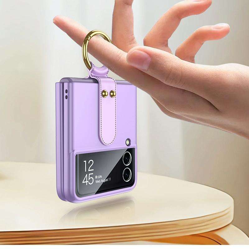 For Samsung Galaxy Z Flip3 5G GKK Ultra-thin PC Full Coverage Phone Flip Case with Ring Holder(Bl...