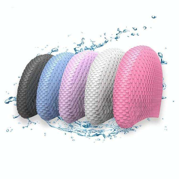 Particles Thickening High Elasticity Non-slip Silicone Swimming Cap(Black)