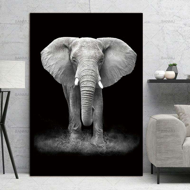 Simple Black and White Animal Decoration Painting Study Living Room Sofa Background Wall Painting...