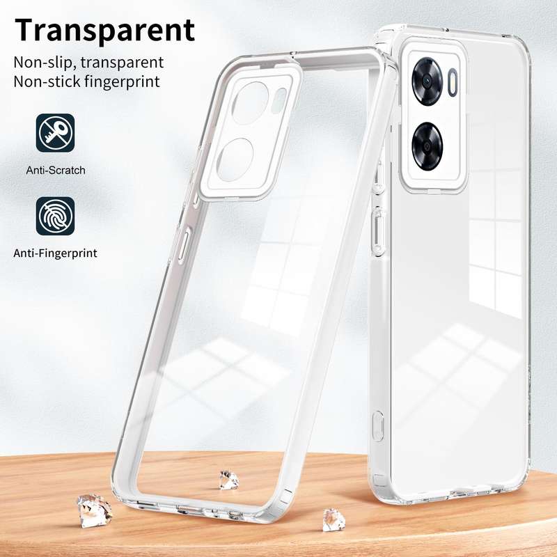 For OPPO A77 5G 3 in 1 Clear TPU Color PC Frame Phone Case(White)