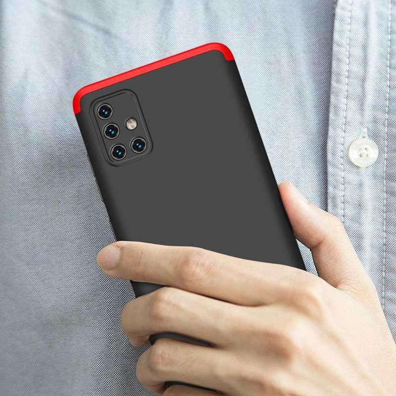 For Samsung Galaxy A51 GKK Three Stage Splicing Full Coverage PC Protective Case(Black Red)