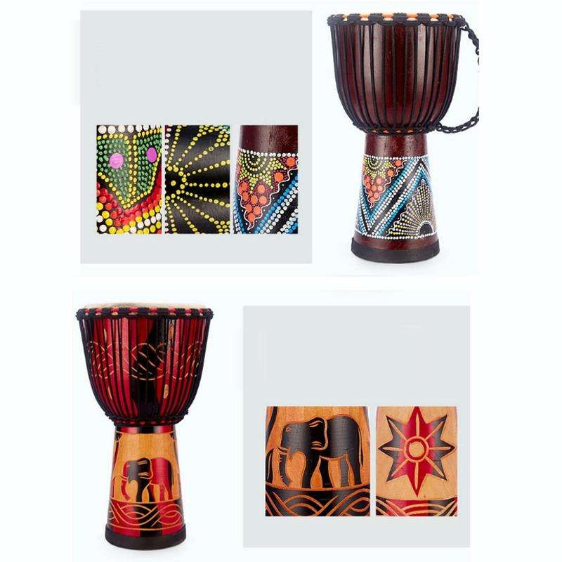 Painted African Drum Children Kindergarten Percussion Instruments Sheepskin Tambourine, Random De...