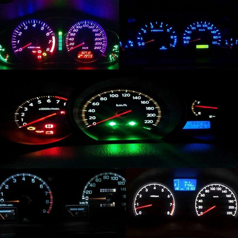 10PCS 2W T4.2 Wedge Instrument Panel LED Light Dashboard Gauge Cluster Indicator Lamp Bulb(Green ...